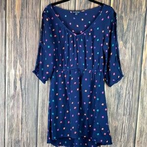 American Eagle - Blue Dress W/Leaf Pattern & Sleeve Cutouts & Buttons (Size S)